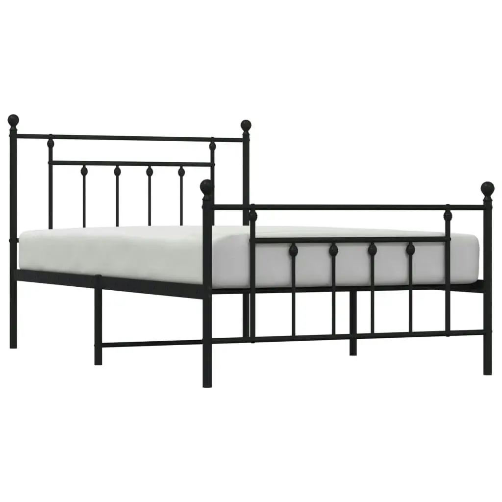 Metal Bed Frame with Headboard and Footboard Black 106x203 cm King Single Size 353551