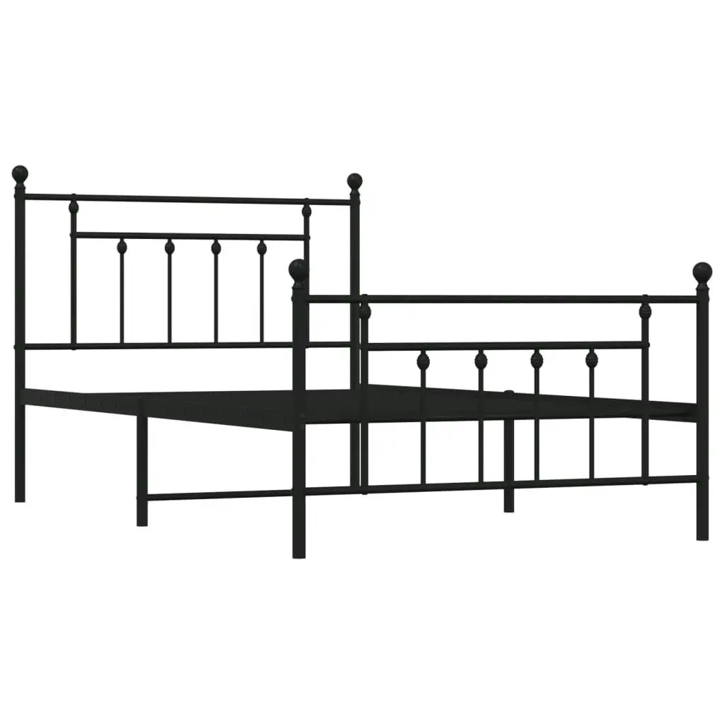 Metal Bed Frame with Headboard and Footboard Black 106x203 cm King Single Size 353551