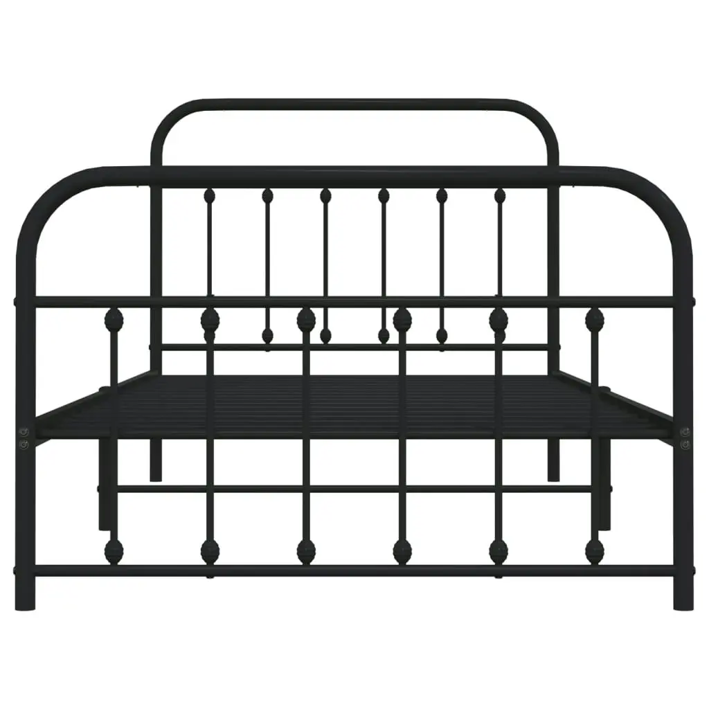 Metal Bed Frame with Headboard and Footboard Black 106x203 cm King Single Size 352592