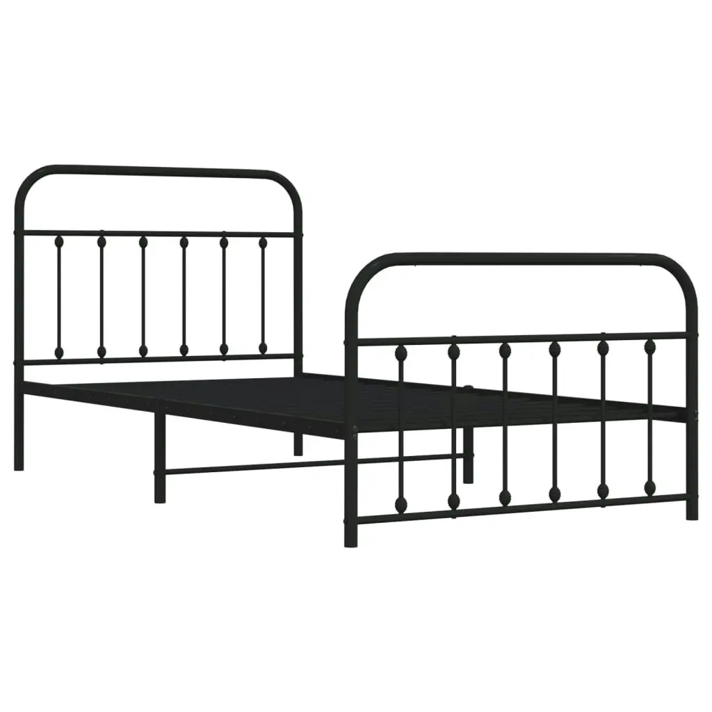 Metal Bed Frame with Headboard and Footboard Black 106x203 cm King Single Size 352592