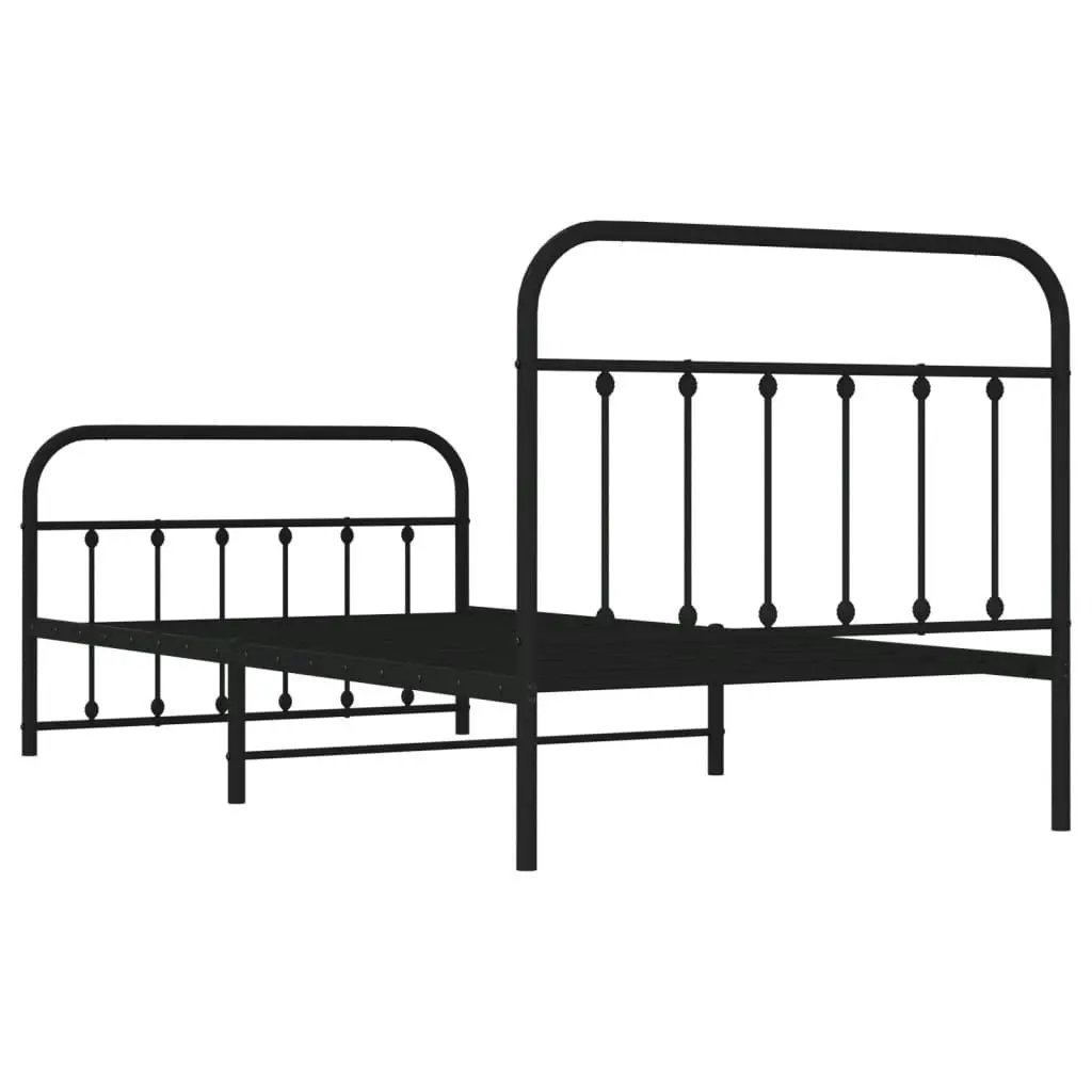 Metal Bed Frame with Headboard and Footboard Black 106x203 cm King Single Size 352592