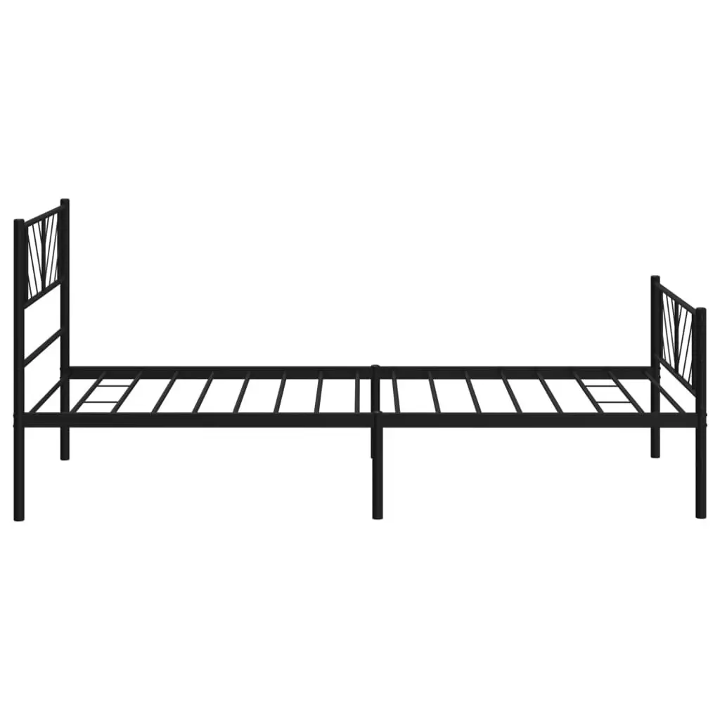 Metal Bed Frame with Headboard and Footboard Black 107x203 cm 372193