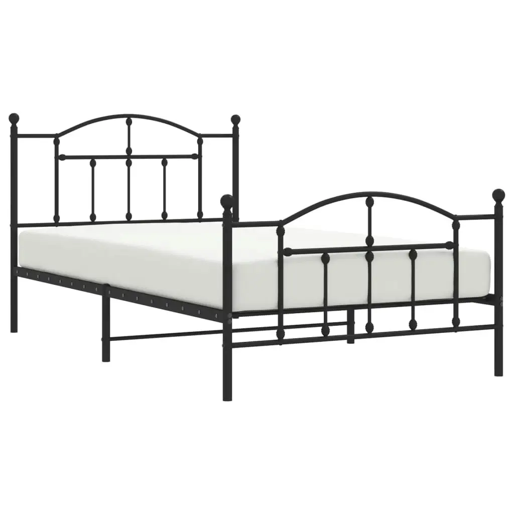 Metal Bed Frame with Headboard and Footboard Black 106x203 cm King Single Size 353453