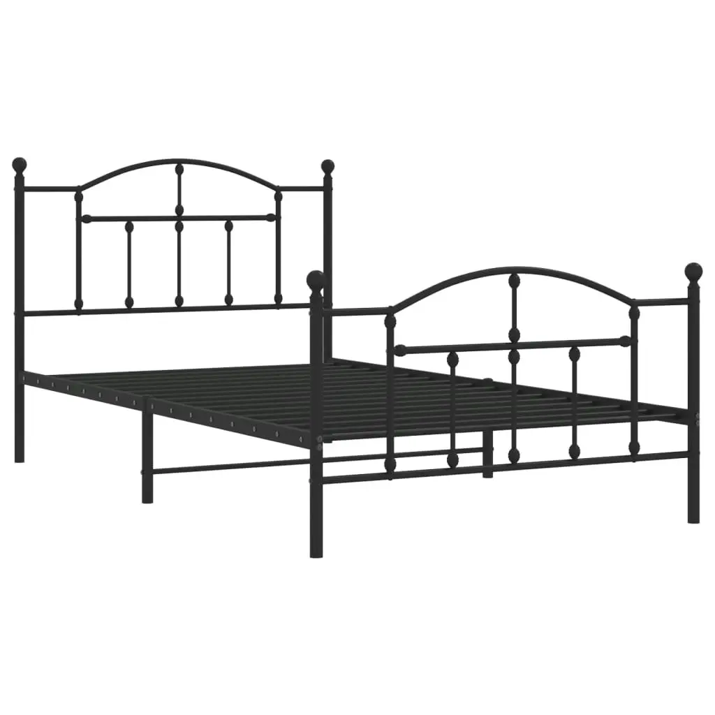 Metal Bed Frame with Headboard and Footboard Black 106x203 cm King Single Size 353453