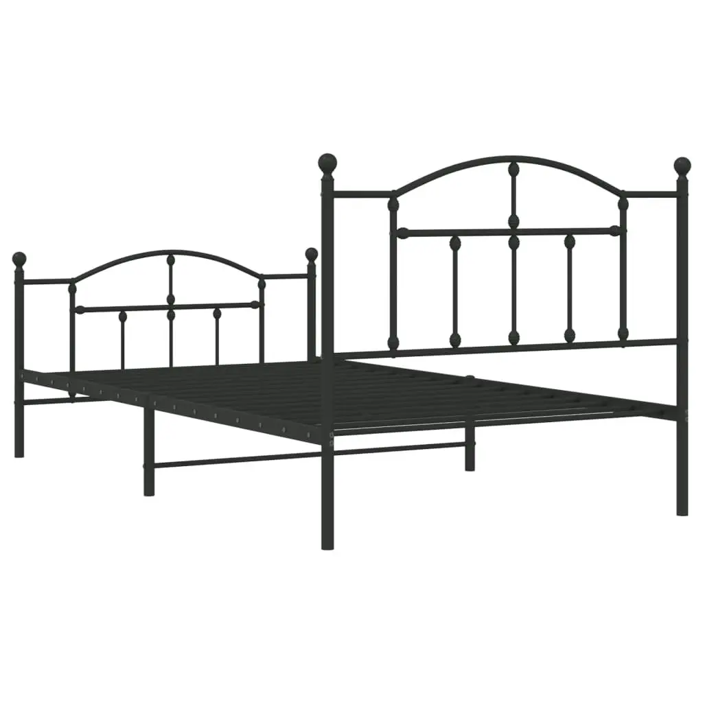 Metal Bed Frame with Headboard and Footboard Black 106x203 cm King Single Size 353453