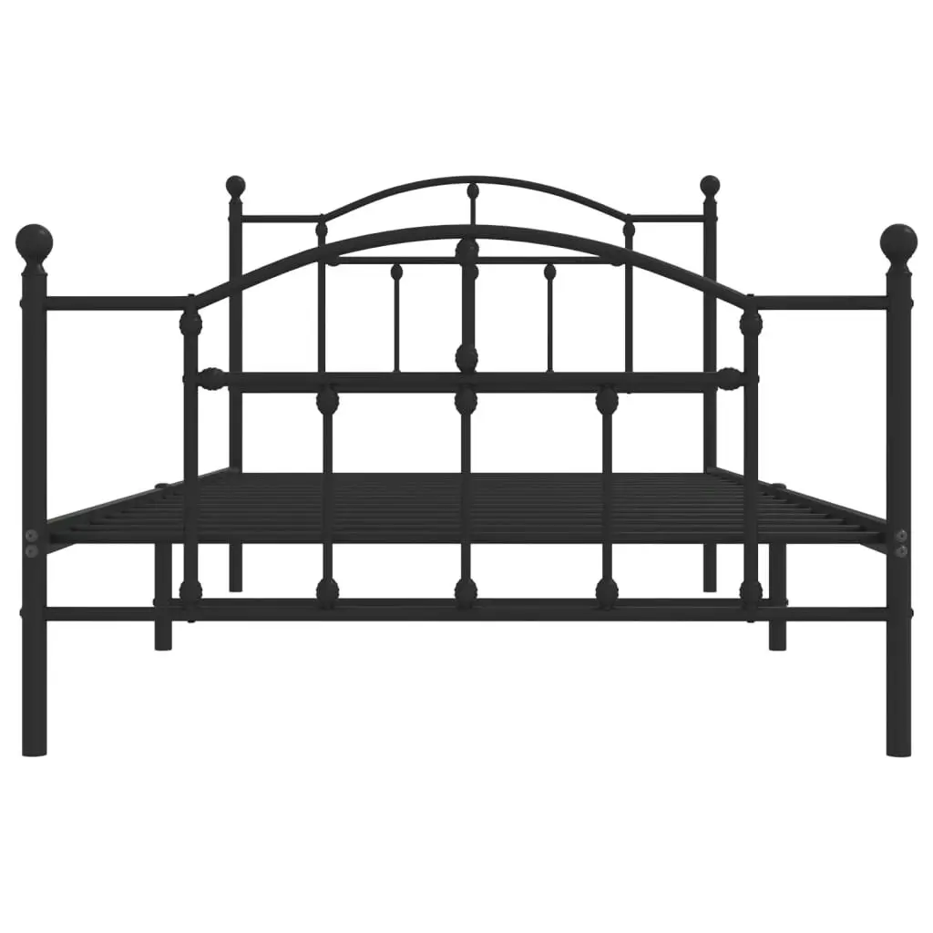 Metal Bed Frame with Headboard and Footboard Black 106x203 cm King Single Size 353453