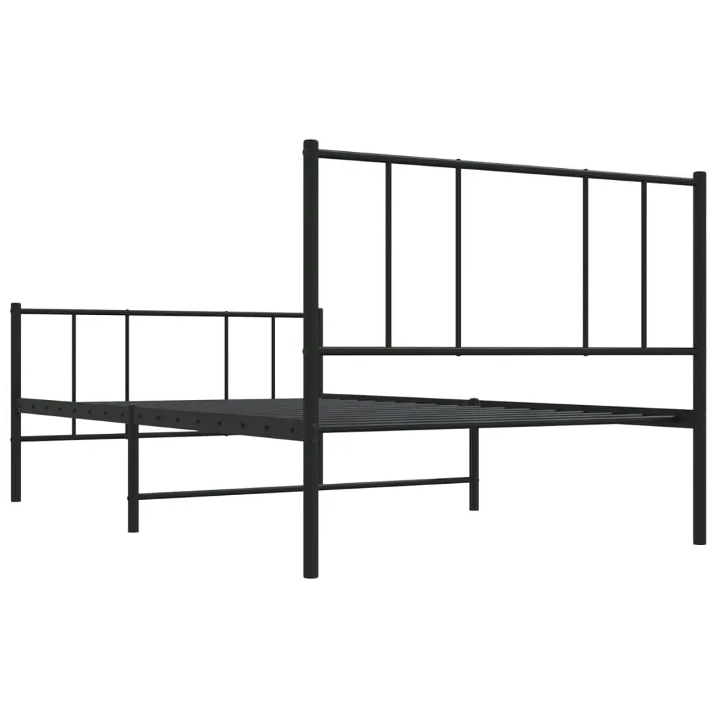 Metal Bed Frame without Mattress with Footboard Black 107x203 cm King Single 352494