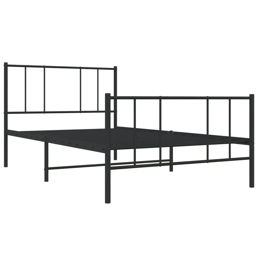 Metal Bed Frame without Mattress with Footboard Black 107x203 cm King Single 352494