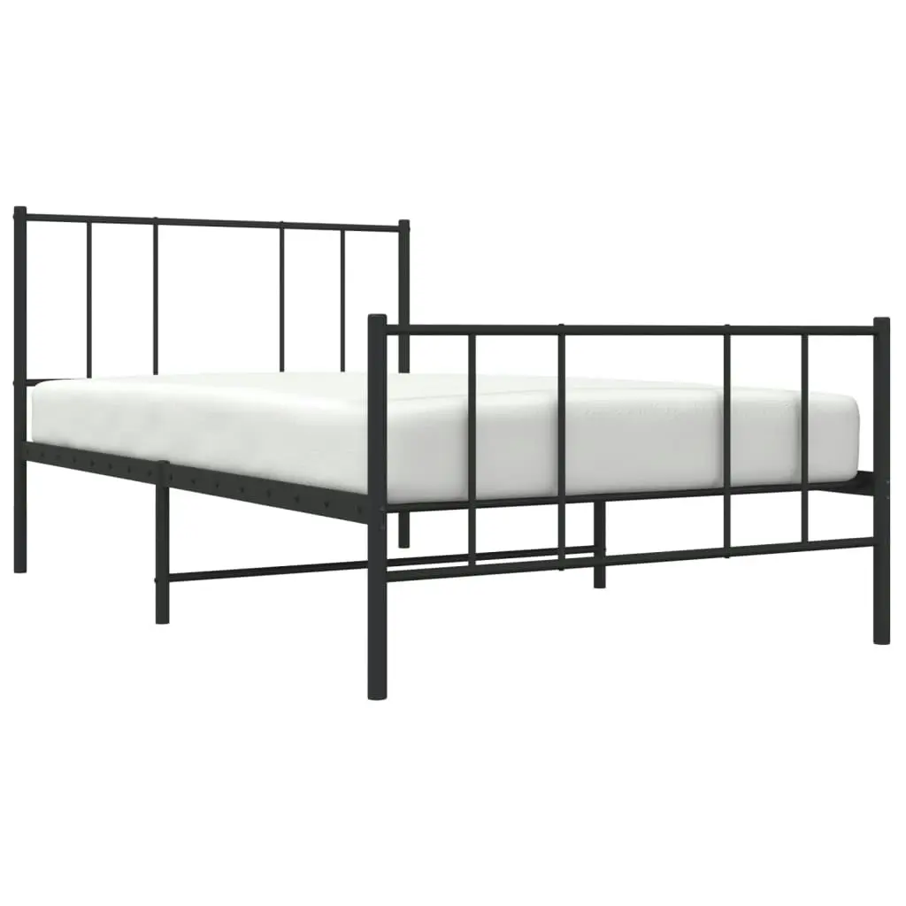 Metal Bed Frame without Mattress with Footboard Black 107x203 cm King Single 352494