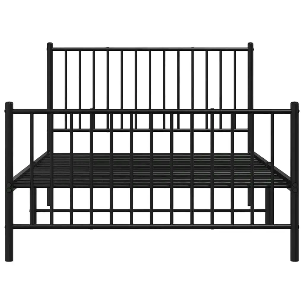 Metal Bed Frame with Headboard and Footboard Black 107x203 cm 350878