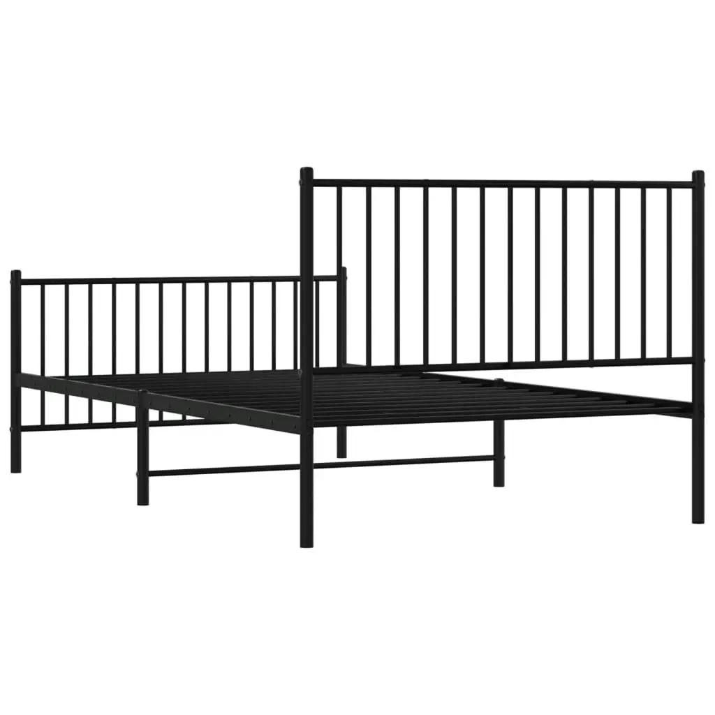 Metal Bed Frame with Headboard and Footboard Black 107x203 cm 350878