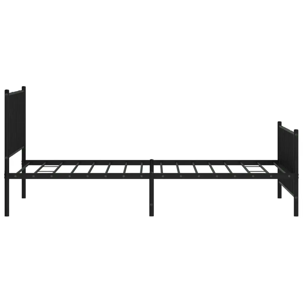 Metal Bed Frame with Headboard and Footboard Black 107x203 cm 350878