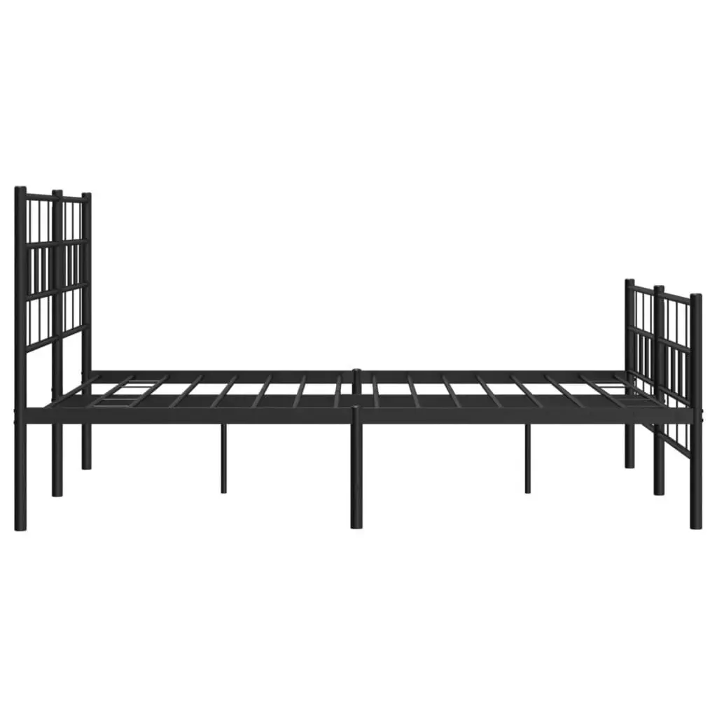 Metal Bed Frame with Headboard and Footboard Black 135x190 cm 355676