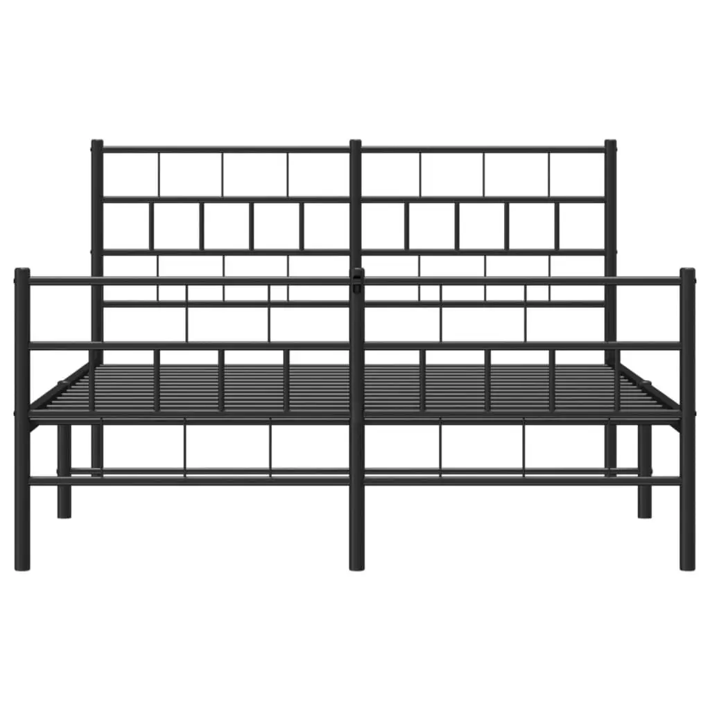 Metal Bed Frame with Headboard and Footboard Black 135x190 cm 355676