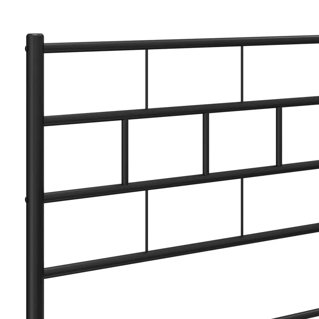 Metal Bed Frame with Headboard and Footboard Black 135x190 cm 355676