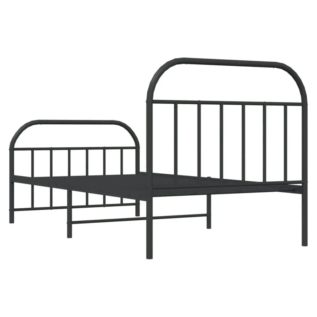 Metal Bed Frame with Headboard and Footboard Black 107x203 cm 353649