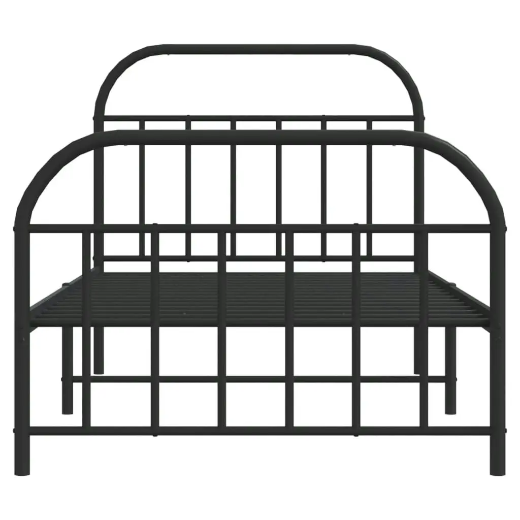 Metal Bed Frame with Headboard and Footboard Black 107x203 cm 353649