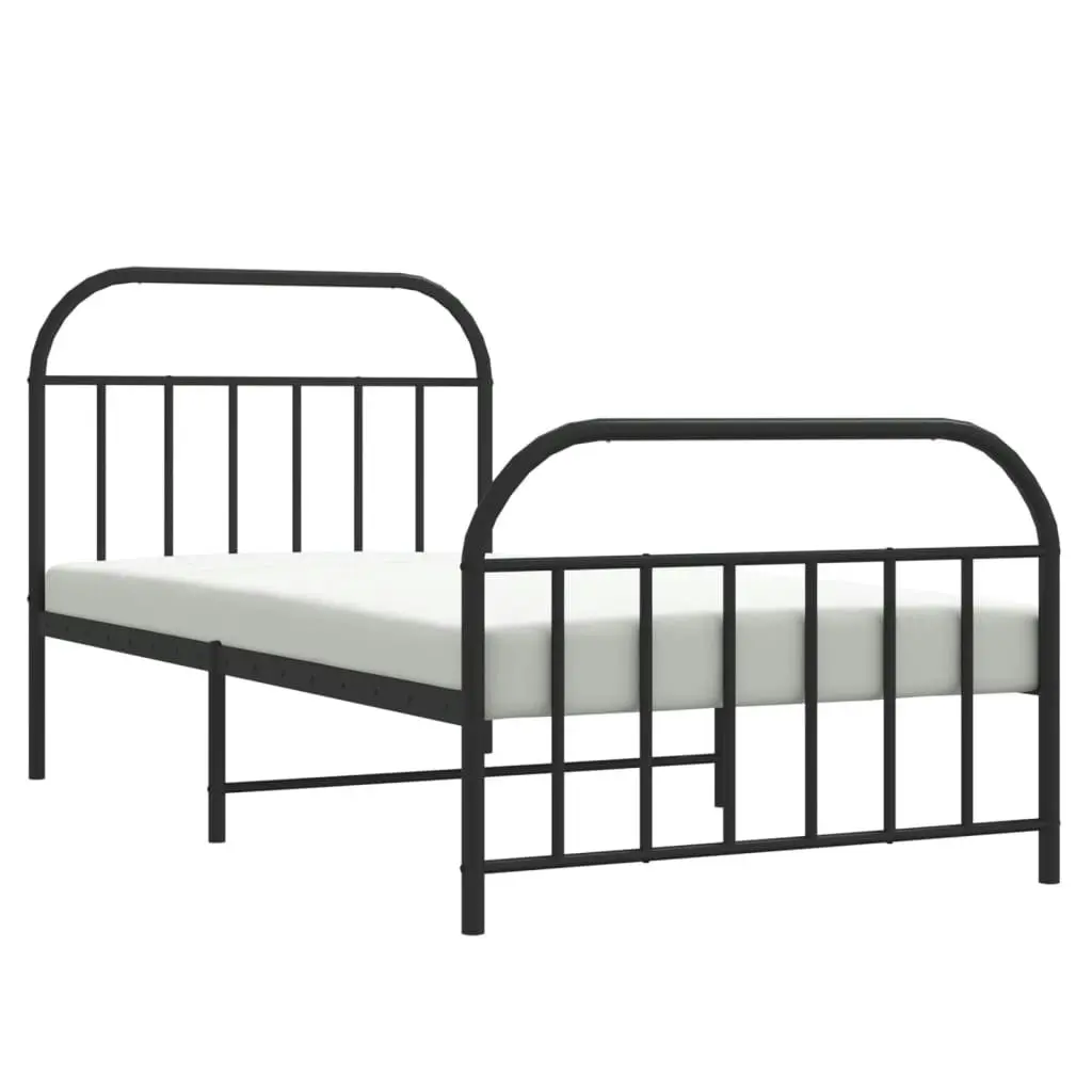 Metal Bed Frame with Headboard and Footboard Black 107x203 cm 353649