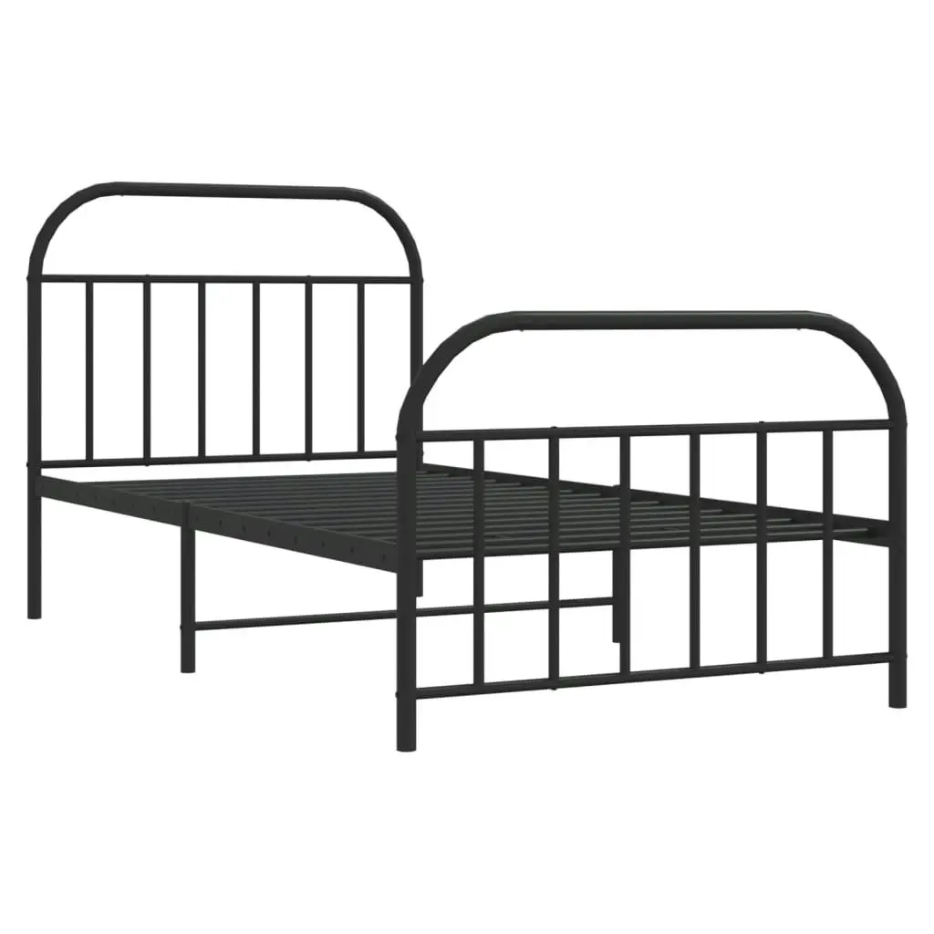 Metal Bed Frame with Headboard and Footboard Black 107x203 cm 353649