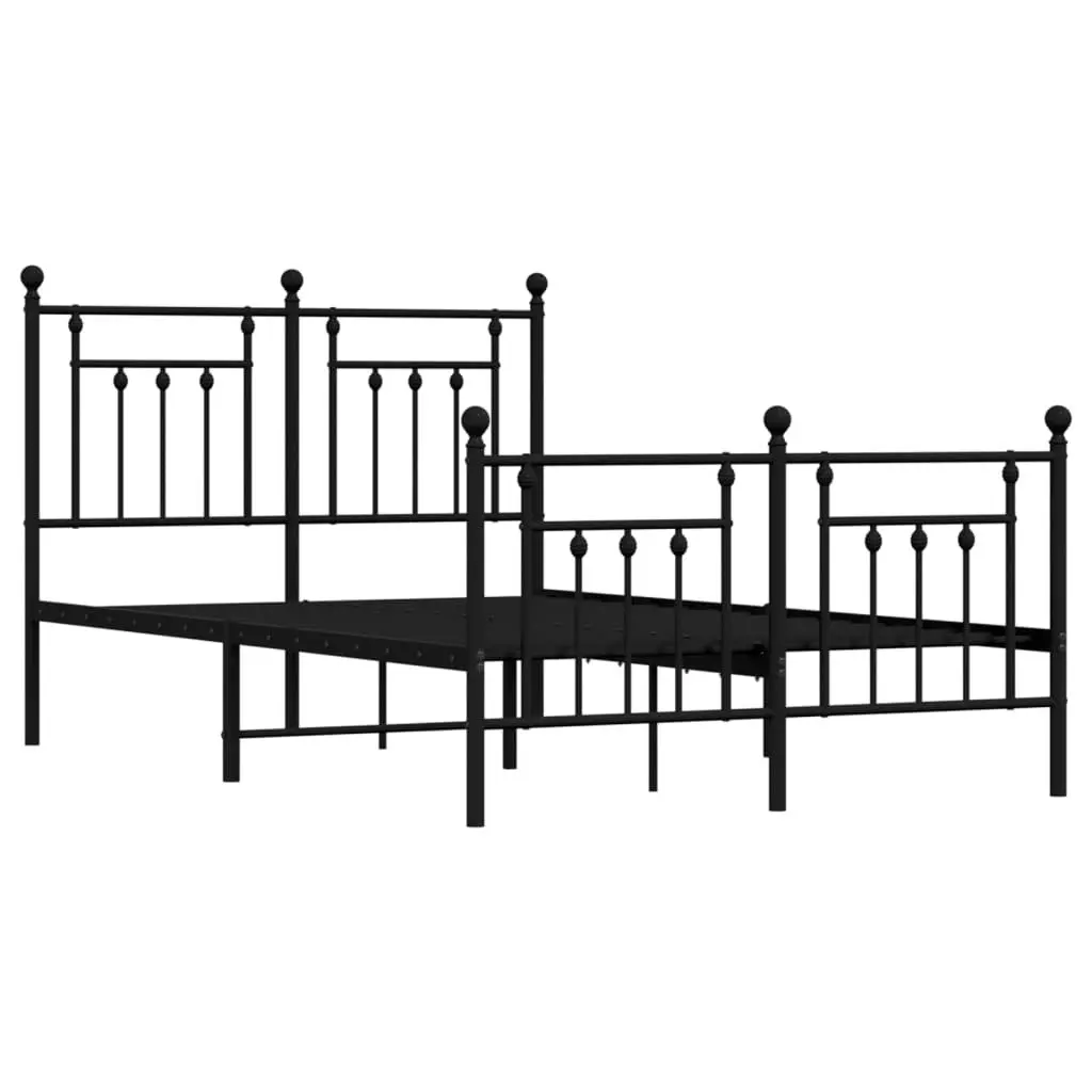 Metal Bed Frame without Mattress with Footboard Black 135x190 cm 353554