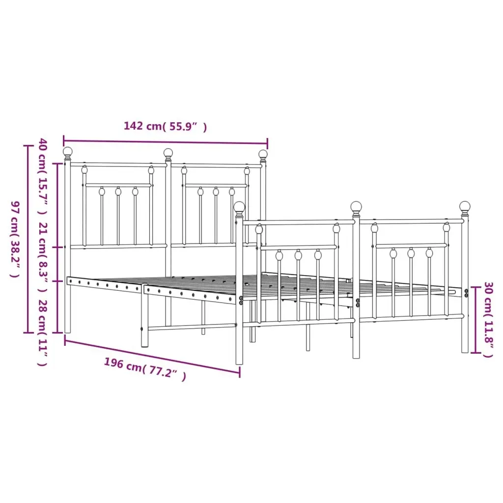 Metal Bed Frame without Mattress with Footboard Black 135x190 cm 353554