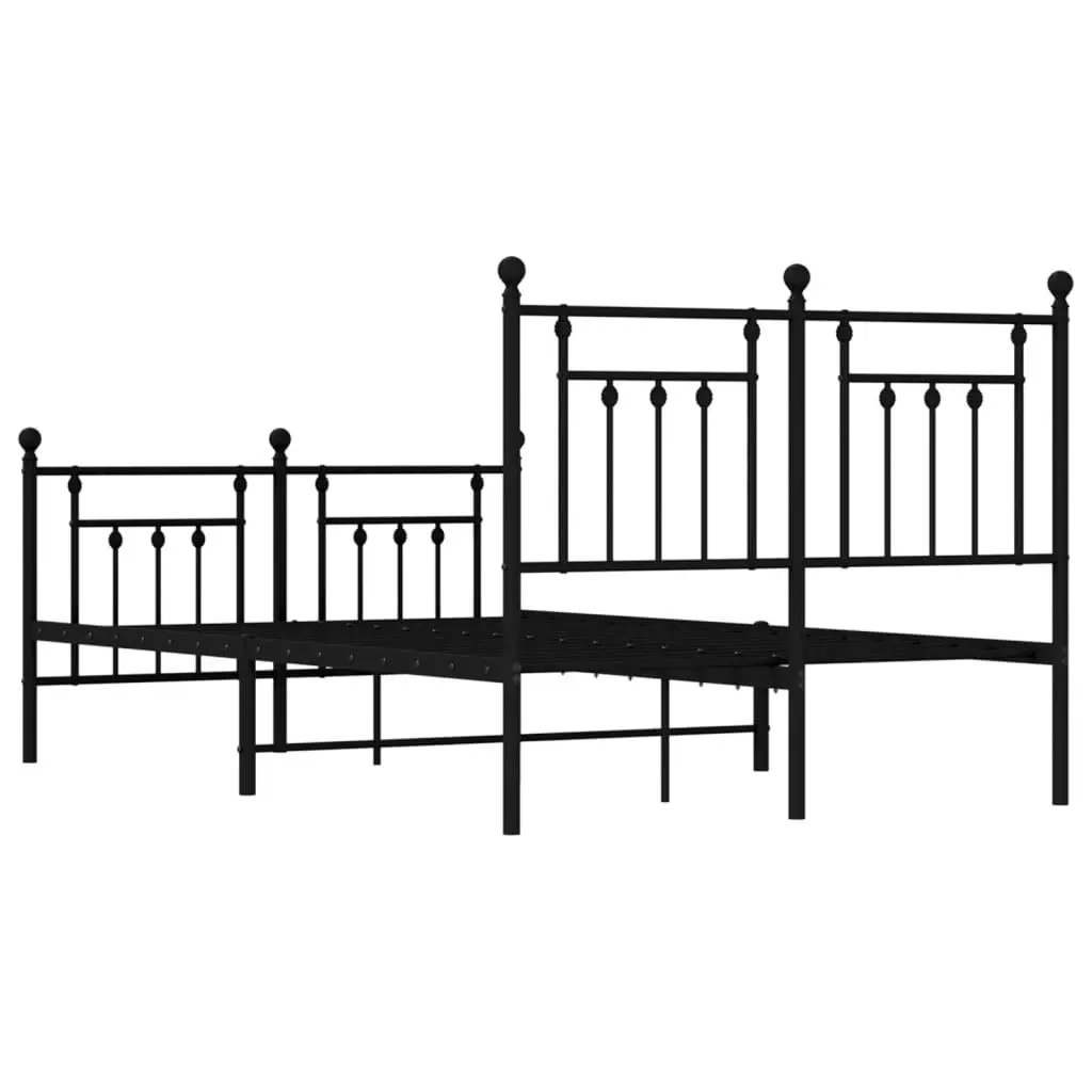 Metal Bed Frame without Mattress with Footboard Black 135x190 cm 353554