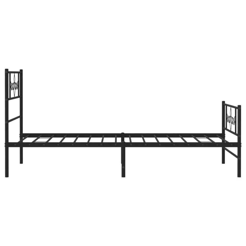 Metal Bed Frame with Headboard and Footboard Black 107x203 cm 355281