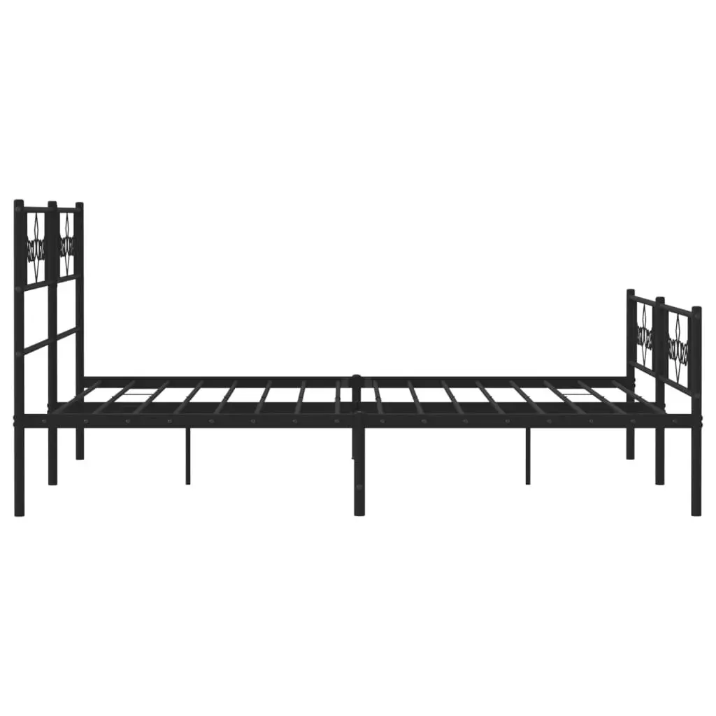 Metal Bed Frame with Headboard and Footboard Black 135x190 cm 355284