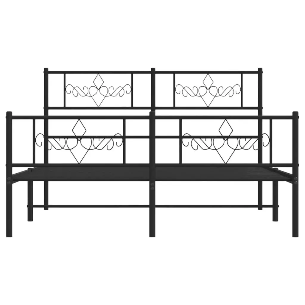 Metal Bed Frame with Headboard and Footboard Black 135x190 cm 355284