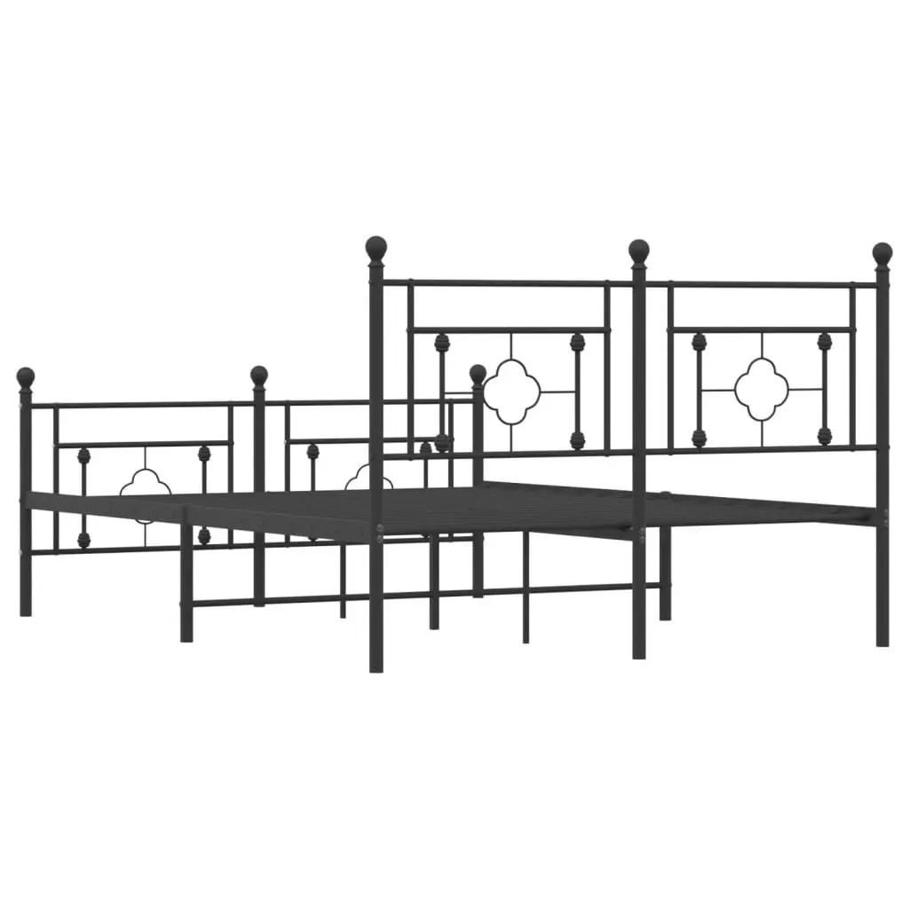 Metal Bed Frame without Mattress with Footboard Black 135x190 cm 374356