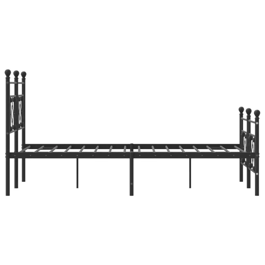 Metal Bed Frame without Mattress with Footboard Black 135x190 cm 374356