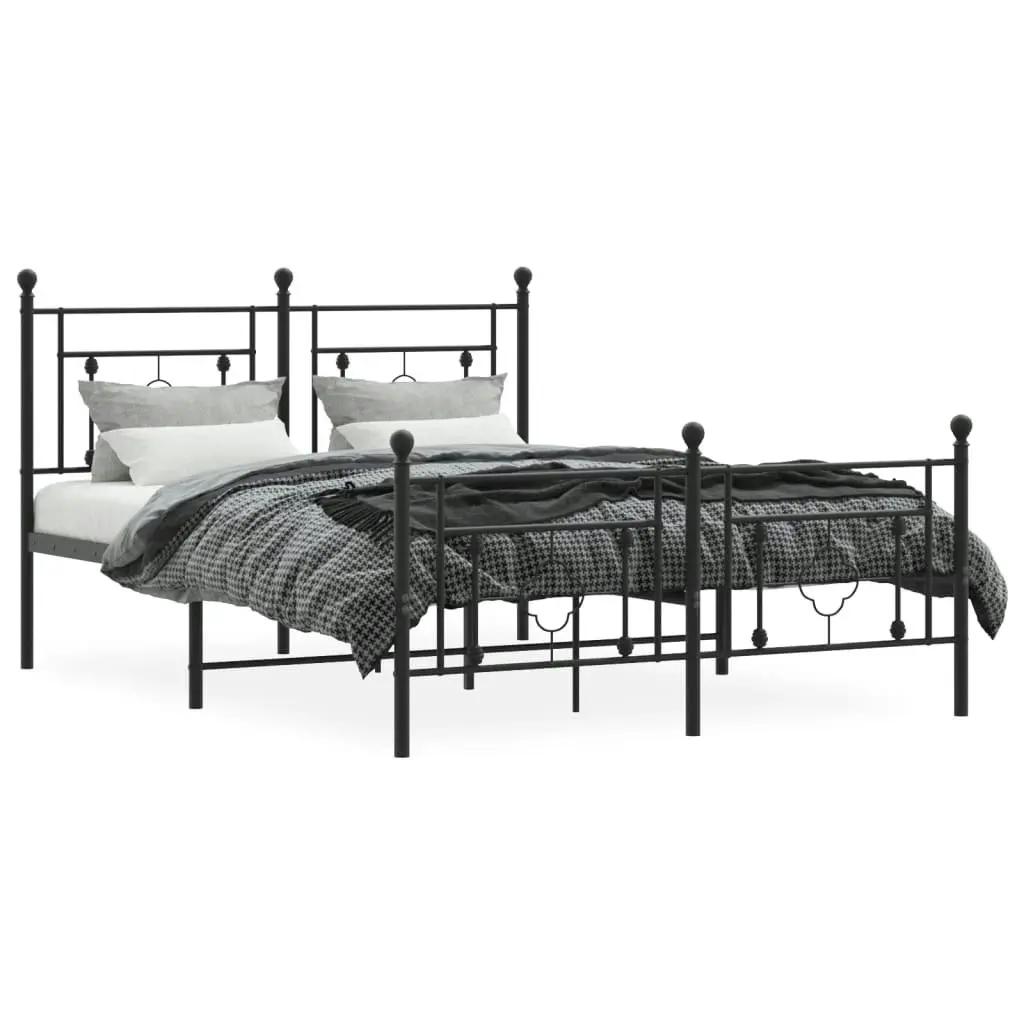 Metal Bed Frame without Mattress with Footboard Black 135x190 cm 374356