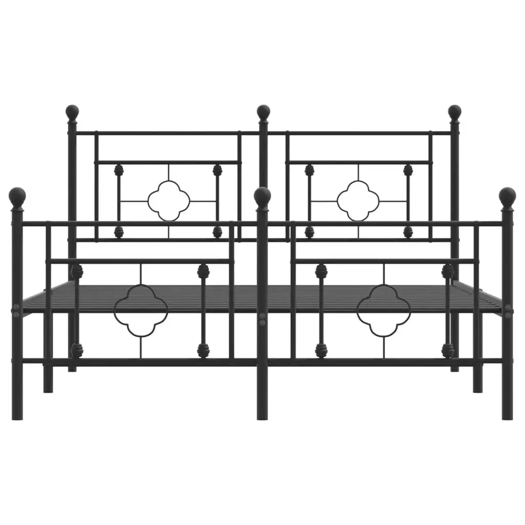 Metal Bed Frame without Mattress with Footboard Black 135x190 cm 374356