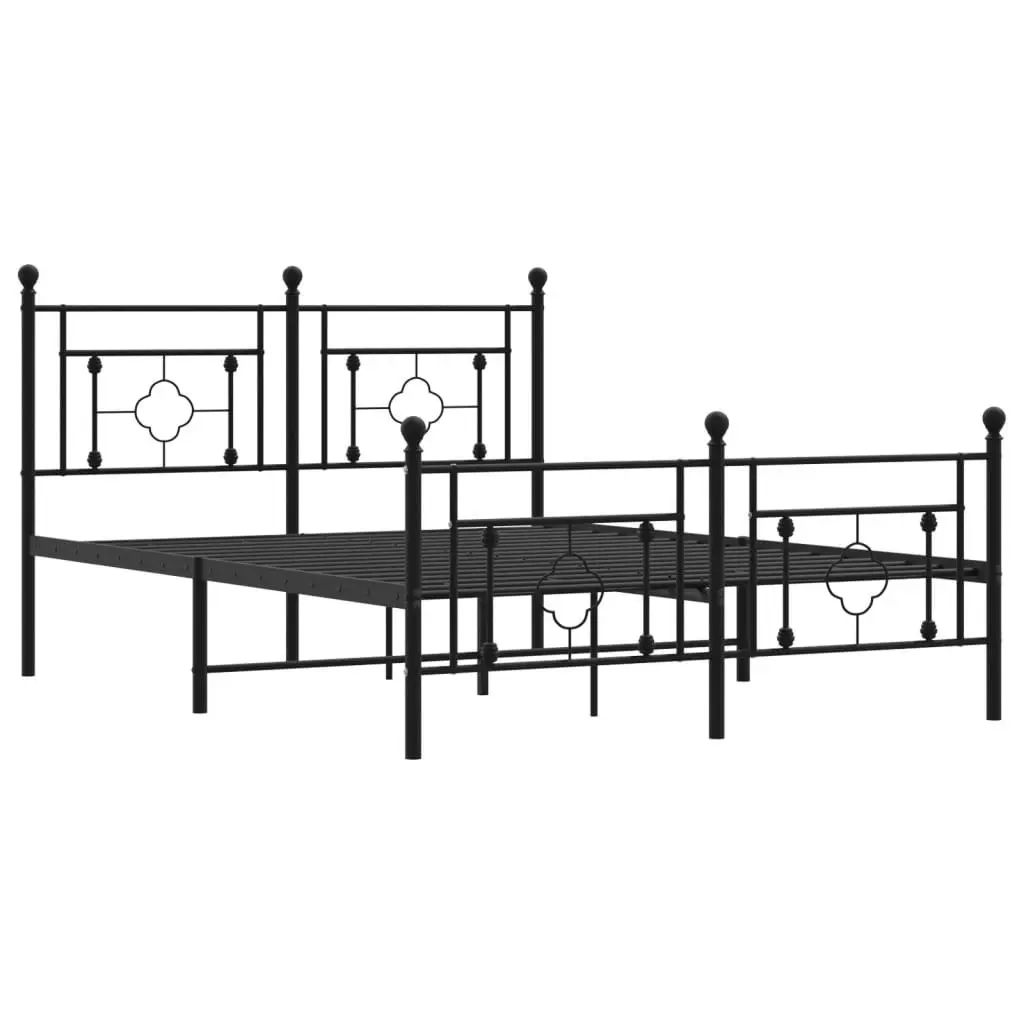 Metal Bed Frame without Mattress with Footboard Black 135x190 cm 374356