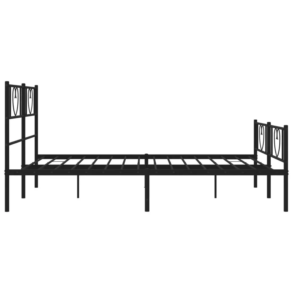 Metal Bed Frame with Headboard and Footboard Black 150x200 cm 355483