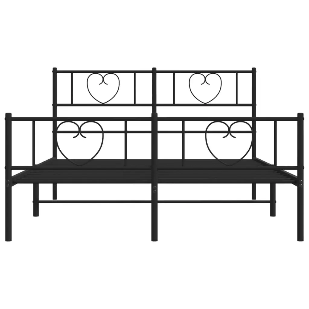 Metal Bed Frame with Headboard and Footboard Black 150x200 cm 355483