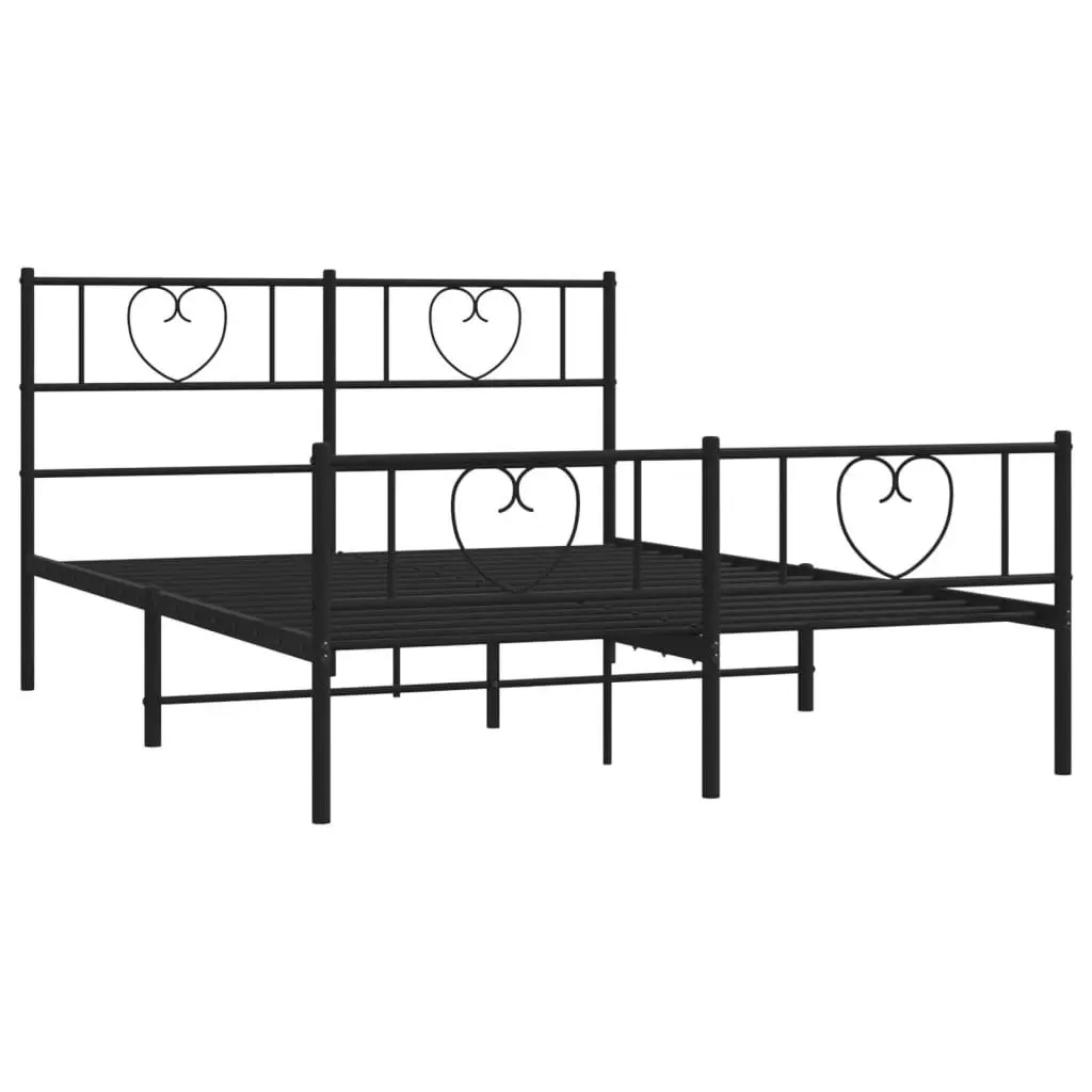 Metal Bed Frame with Headboard and Footboard Black 150x200 cm 355483