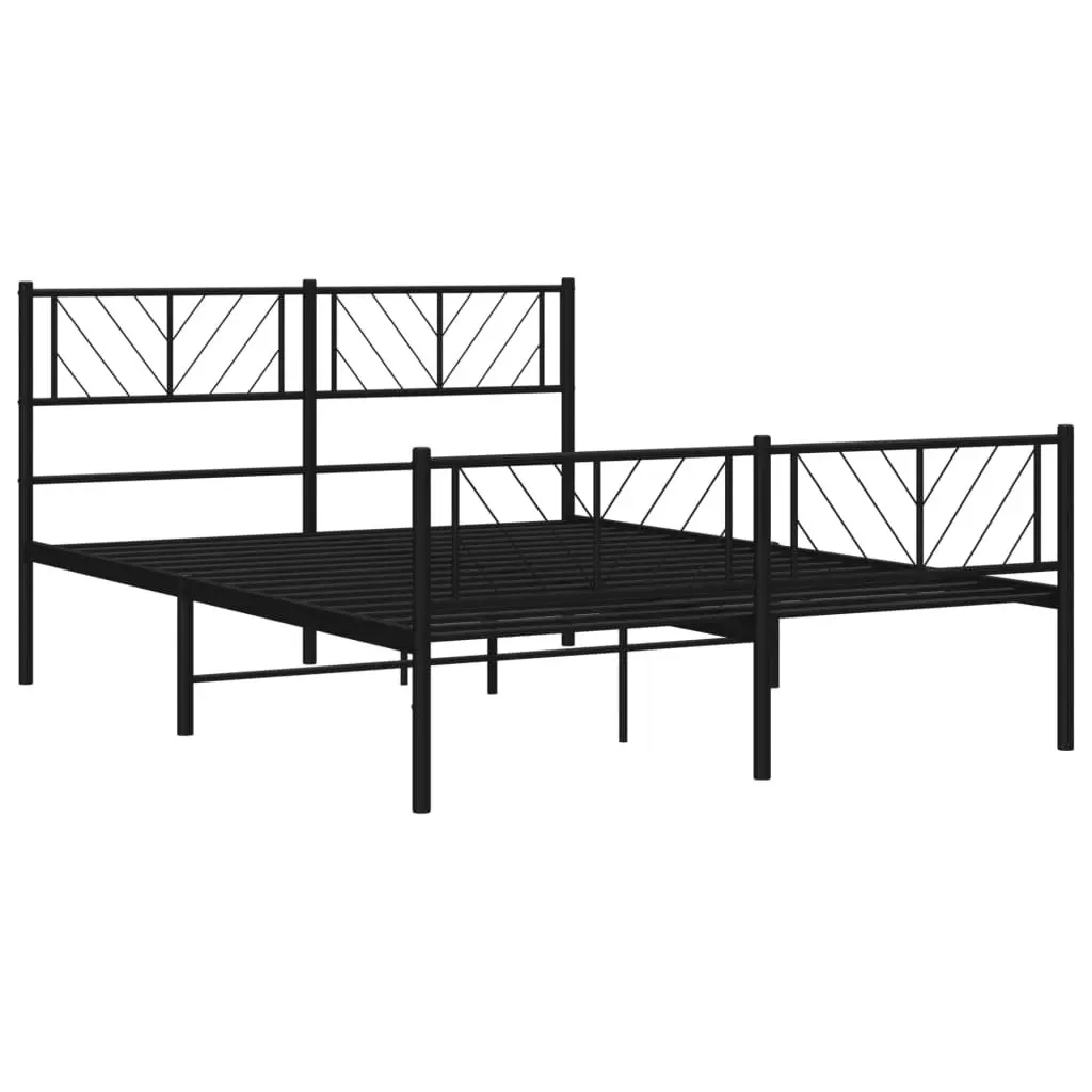 Metal Bed Frame with Headboard and Footboard Black 150x200 cm 372199