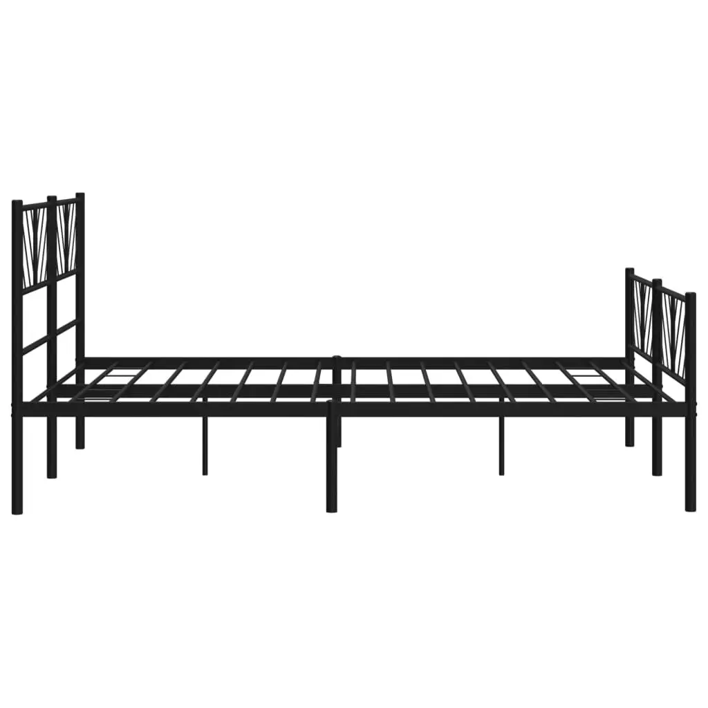 Metal Bed Frame with Headboard and Footboard Black 150x200 cm 372199