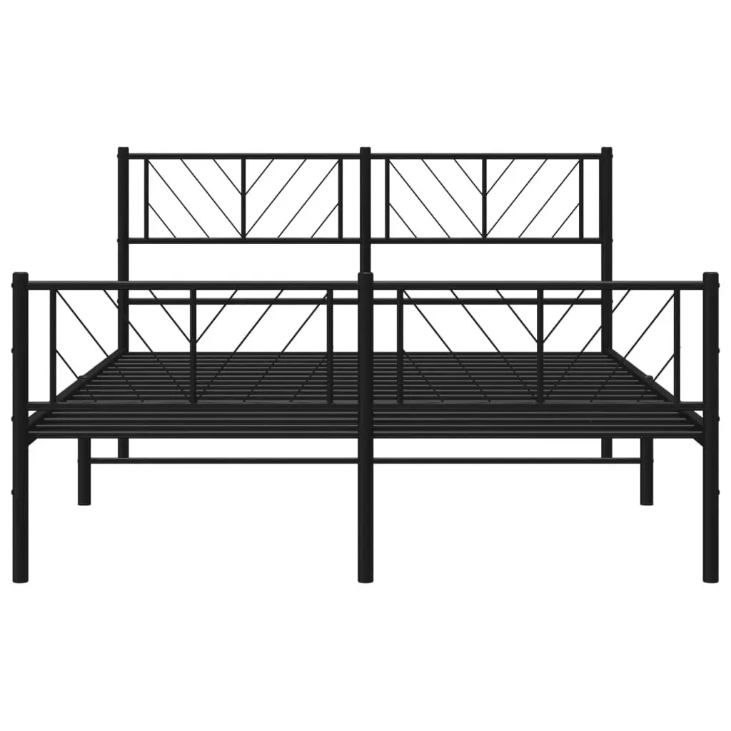 Metal Bed Frame with Headboard and Footboard Black 150x200 cm 372199