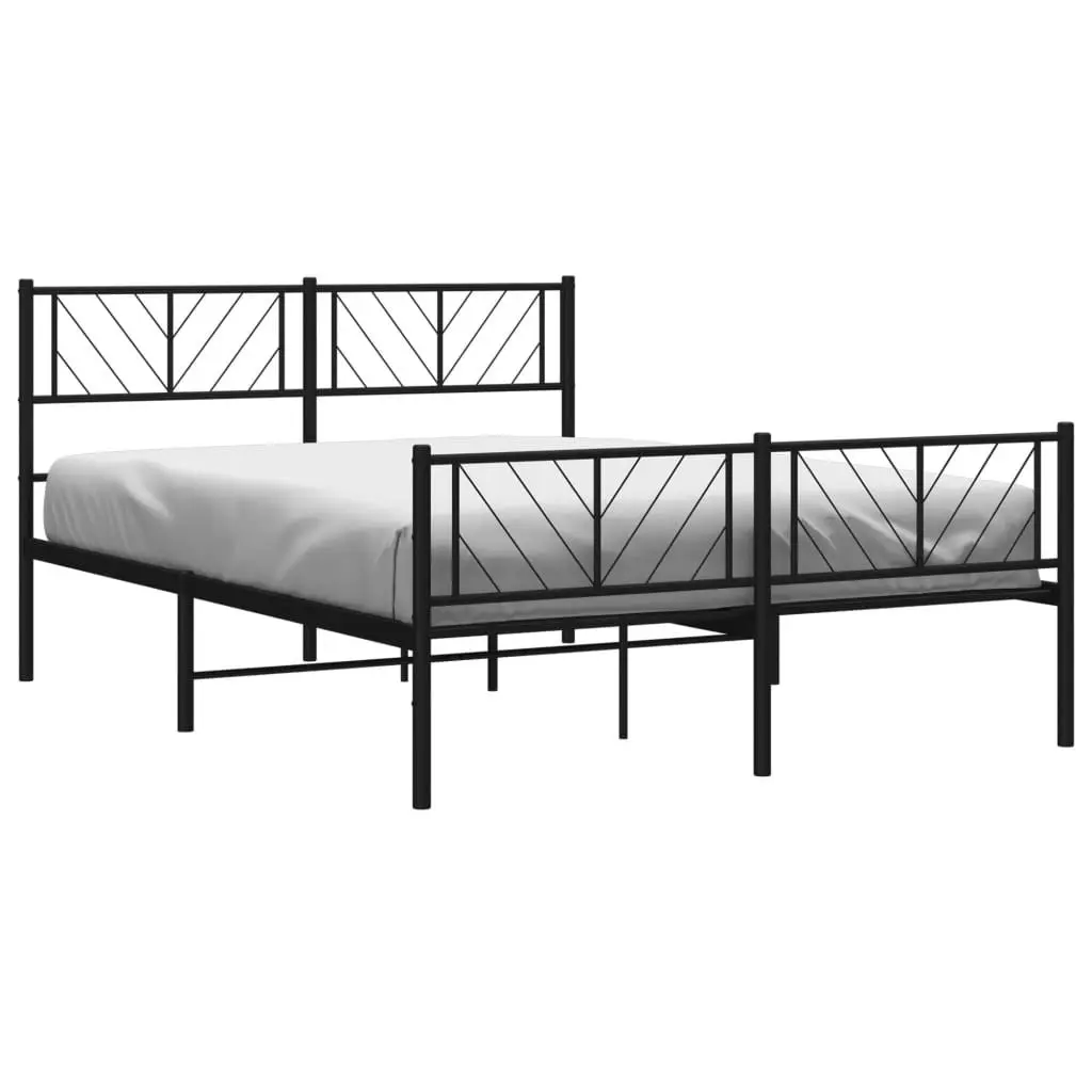 Metal Bed Frame with Headboard and Footboard Black 150x200 cm 372199