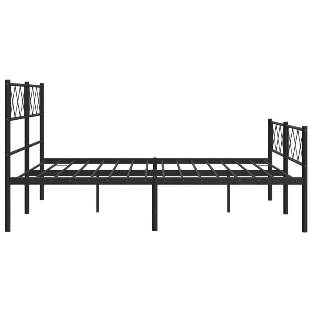 Metal Bed Frame with Headboard and Footboard Black 150x200 cm 372297