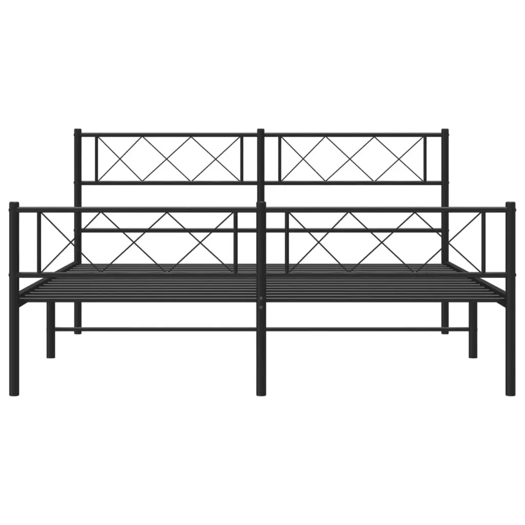 Metal Bed Frame with Headboard and Footboard Black 150x200 cm 372297