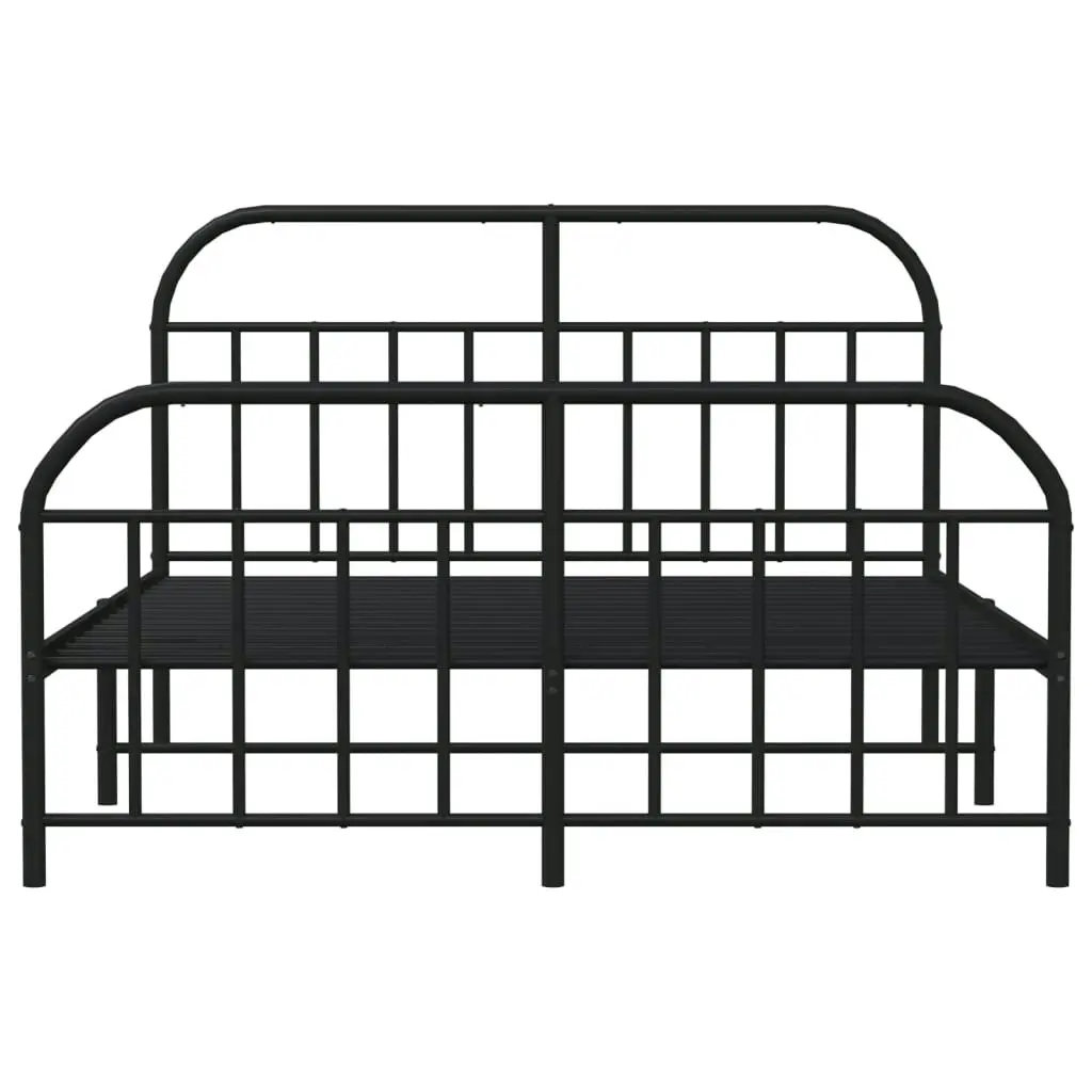 Metal Bed Frame with Headboard and Footboard Black 137x187 cm Double 353652