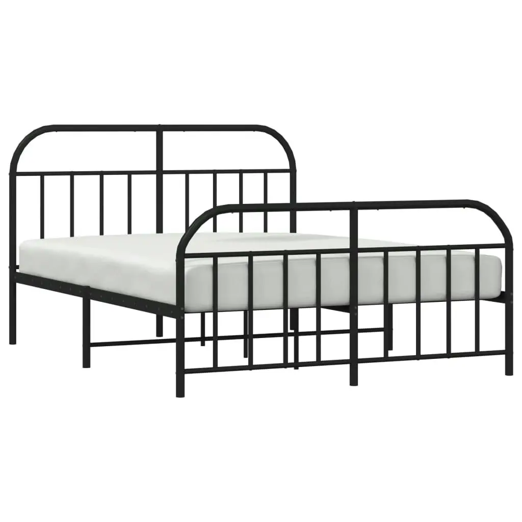 Metal Bed Frame with Headboard and Footboard Black 137x187 cm Double 353652