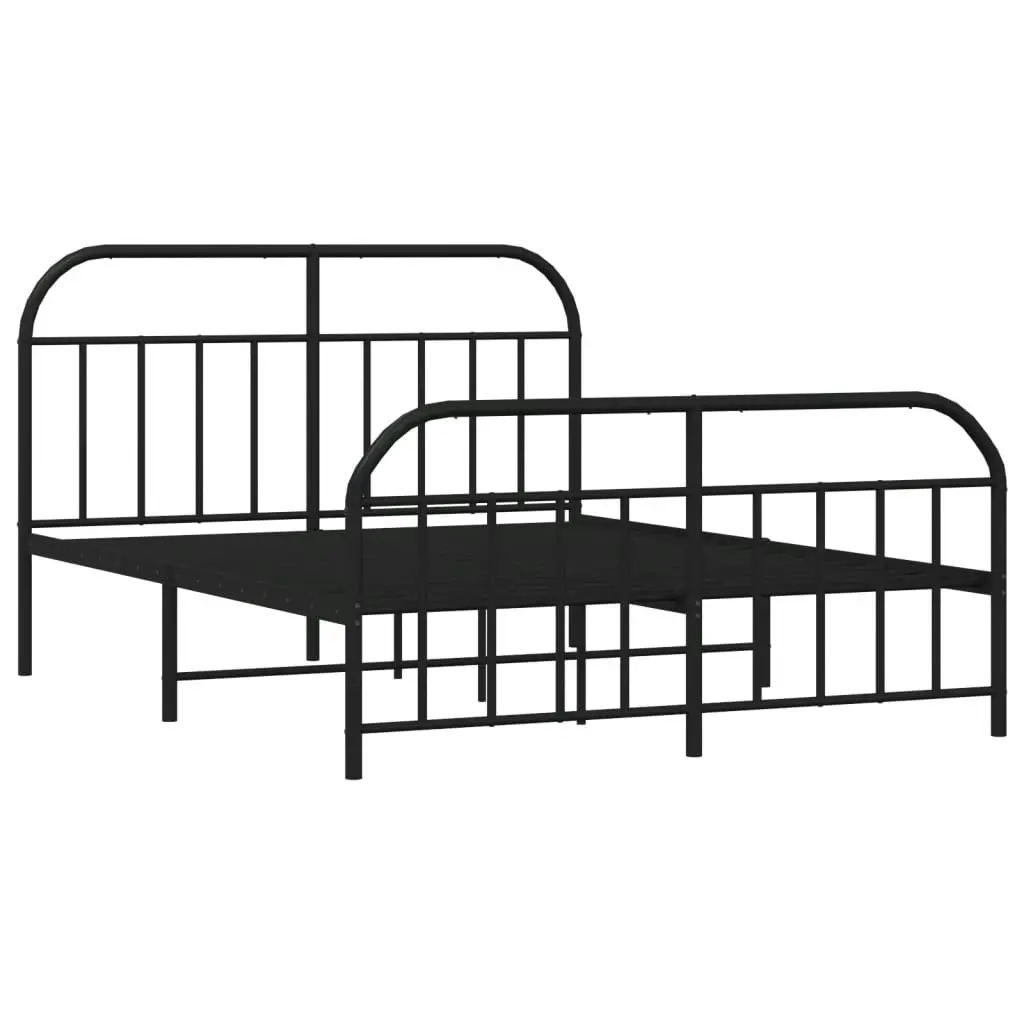 Metal Bed Frame with Headboard and Footboard Black 137x187 cm Double 353652