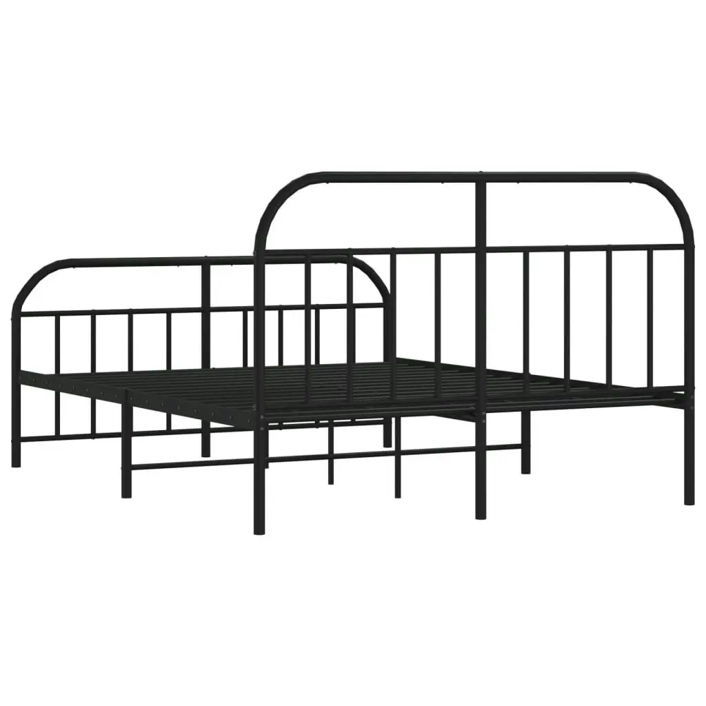 Metal Bed Frame with Headboard and Footboard Black 137x187 cm Double 353652