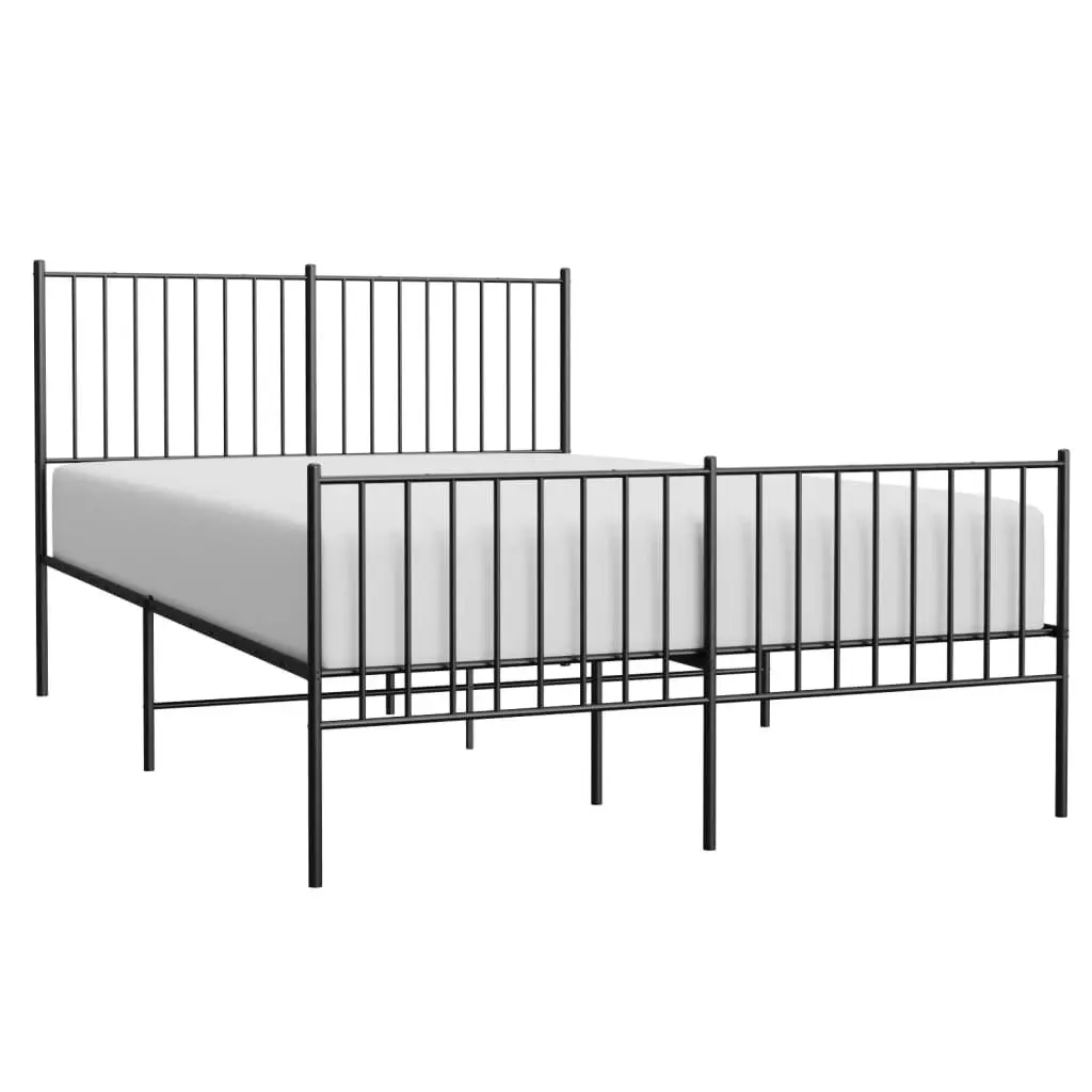 Metal Bed Frame with Headboard and Footboard Black 137x187 cm Double 350881