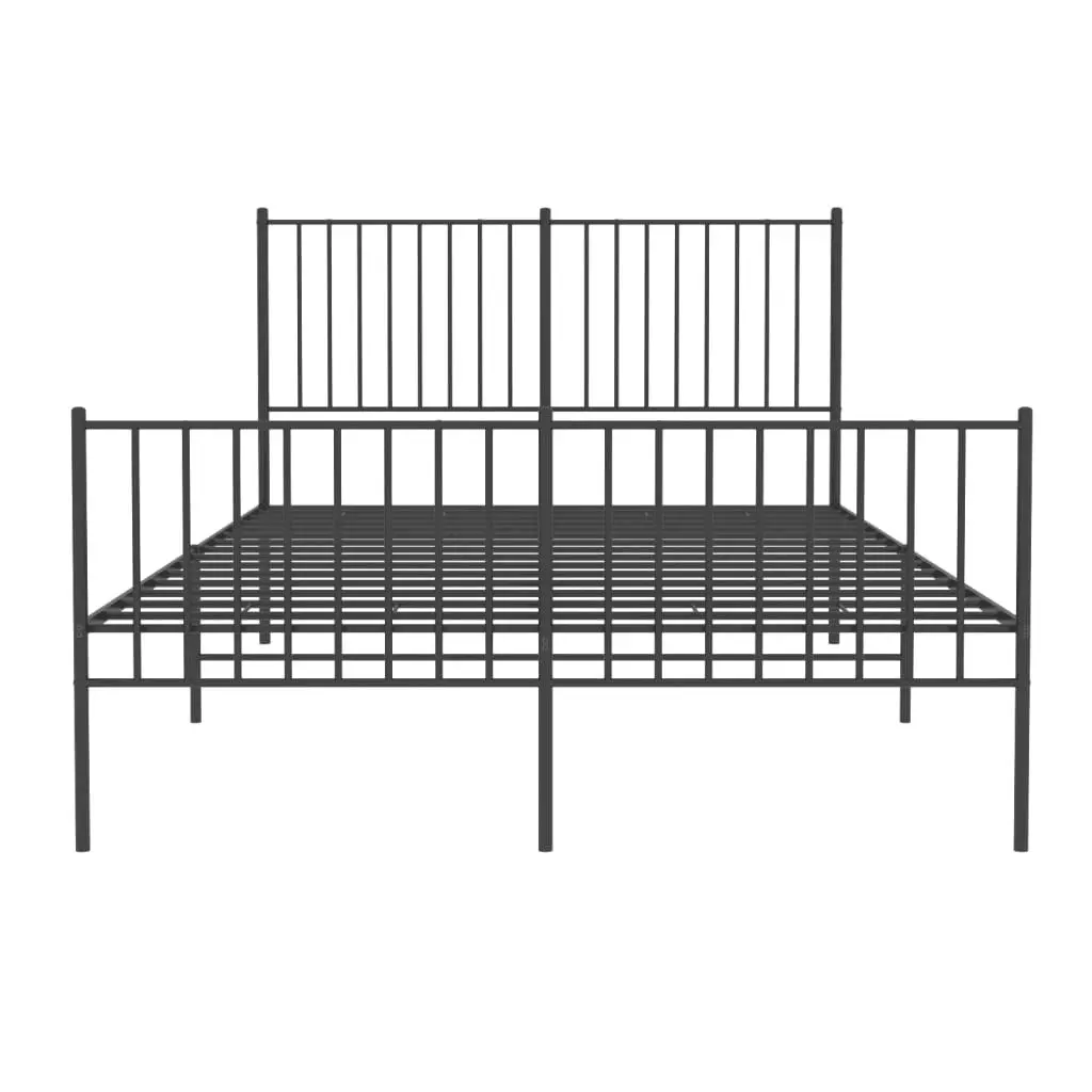 Metal Bed Frame with Headboard and Footboard Black 137x187 cm Double 350881