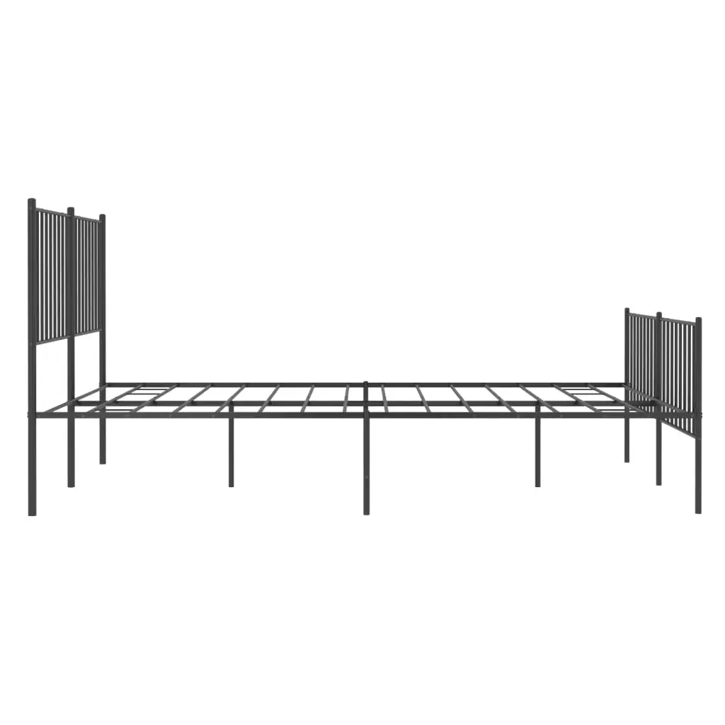 Metal Bed Frame with Headboard and Footboard Black 137x187 cm Double 350881